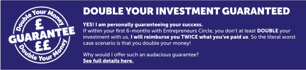 'double your investment guaranteed' banner