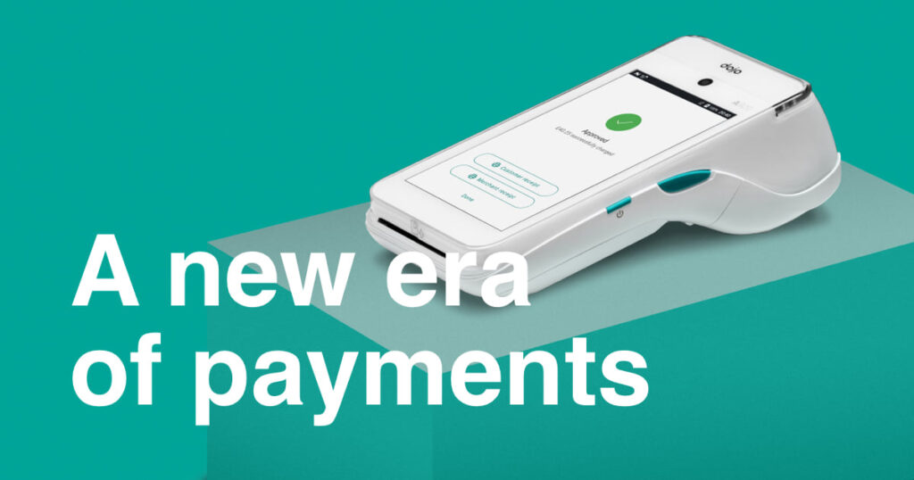 large image of dojo card machine with text, 'a new era of payments' underneath